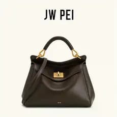 JW PEI Bolsa Feminina Com Fivela Dourada Exture Leve Luxo Retrô Grande Capacidade Essencial Diária