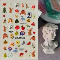 Adesivos de Arte para Unhas de Coelhinho Fofo para Piquenique, 5D em Relevo, Coelho de Pão 3D, Decorações DIY