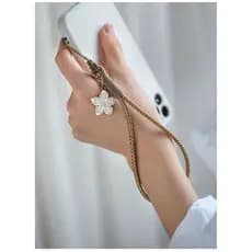 Alça de telefone artesanal simples e elegante com flores tecidas, cordão curto para capa de telefone, pulseira durável,