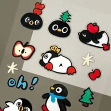 Nova capa de celular transparente pintada à mão com um pinguim fofo e divertido da Apple, adesivo para iPad, decoração D