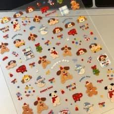 Adesivos fofos de arte de unhas com tema de filhotes, decorações DIY em estilo cartoon para copos de água e tablets.