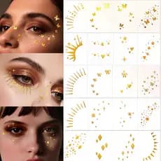 Adesivos de Olhos Brilhantes em Hot Stamping, Adesivos de Rosto, de Tatuagem, Adesivos de Maquiagem Temporária
