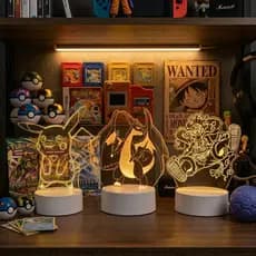 Quadro Decorativo Acrílico Luz Noturna Decorativa Geek Anime Pikachu Luffy Charizard Pokémon One Piece
