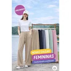 Calça Feminina Pantalona Confortável + 2 metros de Fita de barra Magica de Brinde