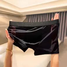 Novo produto pronto estoque roupa interior masculina de seda gelo malha respirável sentir transparente boxer Shorts fino