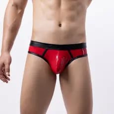 Novo produto pronto estoque cuecas de biquíni masculinas sentir couro envernizado cor combinando roupa interior moda cal