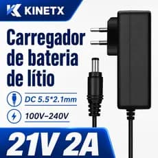 Carregador Universal 2A Bivolt Automático 100-240V para Chave de Impacto e Parafusadeira com Proteção e Luz