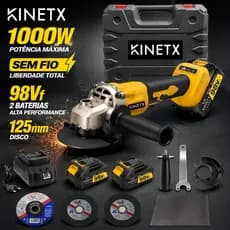 1000W 125mm Esmerilhadeira Angular Sem Fio 98VF 2 Baterias KINETX Lixadeira Elétrica Potente Corte Fácil