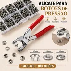 Alicate Aplicador Para Botão de Metal de Pressão Roupa Bebe com 100 Botões de Roupas 9.5mm 2 em 1 Versátil e Prático