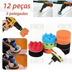 12PCS Esponja De Polimento De Carro De 3 inch Conjunto De Almofadas Cera Para Polidor Kit Roda De Lã Adaptador