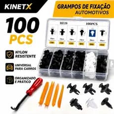 Kit 106/100 Presilhas Grampos Automotivos Universal KINETX Com Removedor Espátulas Para-choque Forro De Porta Para-barro