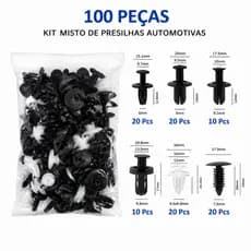 Kit 100 Presilhas Grampos Automotivos KINETX Universal Em Saco Nylon Alta Resistência E Durabilidade Para-choque
