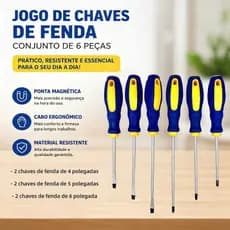 Jogo De Chaves De Fenda E Philips Com 6 Peças em Aço Cabo emborrachado