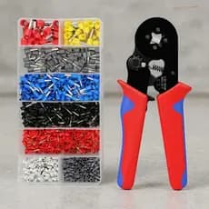 Kits Alicate Crimpar Com e Sem 1200 Terminais Ilhós 0,25 Até 10mm² Crimpador Ajustável de Segurança