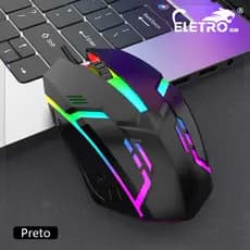 Mouse gamer com fio USB 2400DPI luminoso para computador laptop escritório