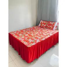 Lençol Colcha C/babado  3 Peças Cama De Casal Box 2.50x2.60
