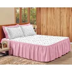 colcha floral casal Oxford com 2 fronhas com babados