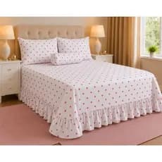 Lençol Casal Queen 600 Fios C/ Babado Toque de algodão Com 2 Fronha 2,30x2,50