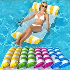 Boia Rede Piscina Cama Flutuante Reclinável Inflável Adulto e Infantil Espreguiçadeira Brozeamento