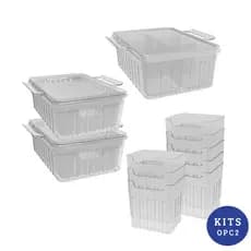 Kit Organizadores de Geladeira 11 Peças 2 Escorredores 1 Porta Tempero 8 Org Porta Frutas Verduras