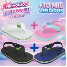 KIT Chinelos de Elastico Para Menina e Menino Bebê Baby Brasil Borracha Original Anti-Derrapante