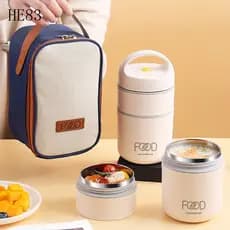 Caixa Térmica Portátil de Aço Inoxidável 304 com Bolsa à Prova de Vazamentos, Caixa Bento para Adultos, para Sopa e Alim