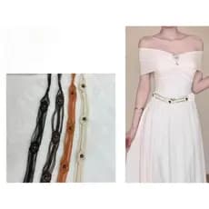 Cinto fino de trama boêmio com contas de madeira, acessório para marcar cintura em vestidos feminino