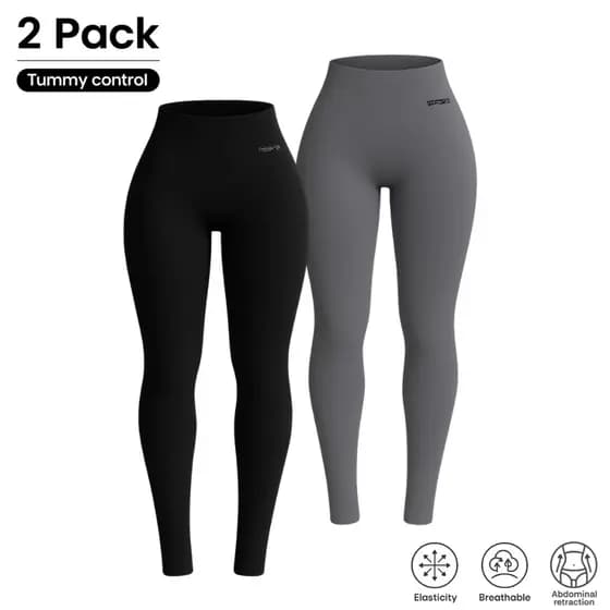Kit 2 Calças Leggings Cintura Alta e Modeladora Feminina