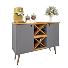 Aparador Buffet Adega 2 Portas Elegance com Pés de Madeira Retro Várias Cores