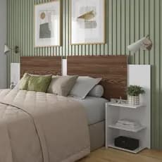 Kit Mesa De Cabeceira Com Painel De Cama Bicolor Retro Davi Várias Cores