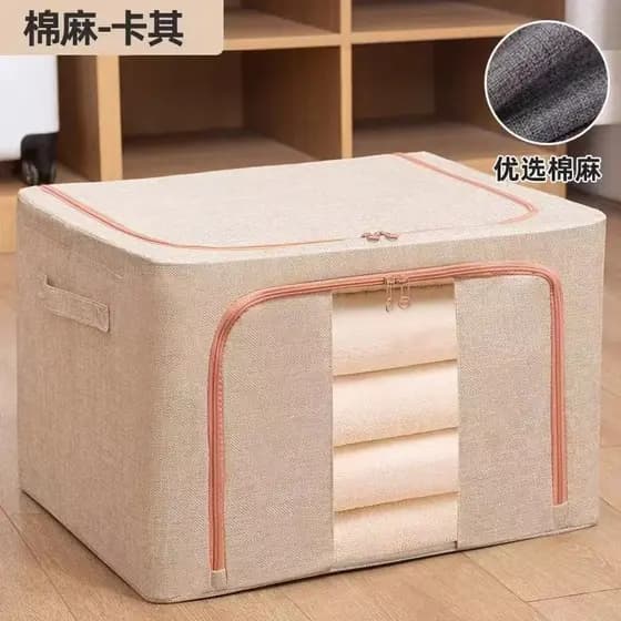 Caixa Organizadora Roupas Brinquedos Lençol Edredom Guarda Roupa Dobrável Visor Transparente 66L