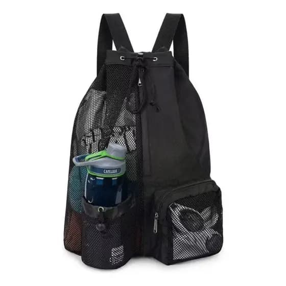 Mochila De Piscina De Natação Com Cordão Seca E Úmida Bolsa Bolsa de Natação em Malha para Equipamento Treino de Praia