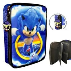 Estojo Box Sonic /Estojo Box /Estojo escolar/Estojo de lápis/Estojo com divisórias/Organizador escolar infantil Sonic