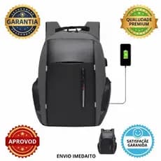 Mochila Notebook Grande Resistente Reforcada Impermeavel Antifurto Entrada USB Cabo Incluso