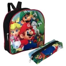 Lancheira com Alças + Estojo Organizador Mario Para Estudar Modelo Meninos - Volta as Aulas