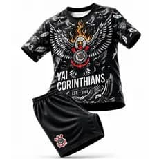 CJ-INF-ÁGUIA-1969 Preto Conjunto Infantil Camiseta + Short