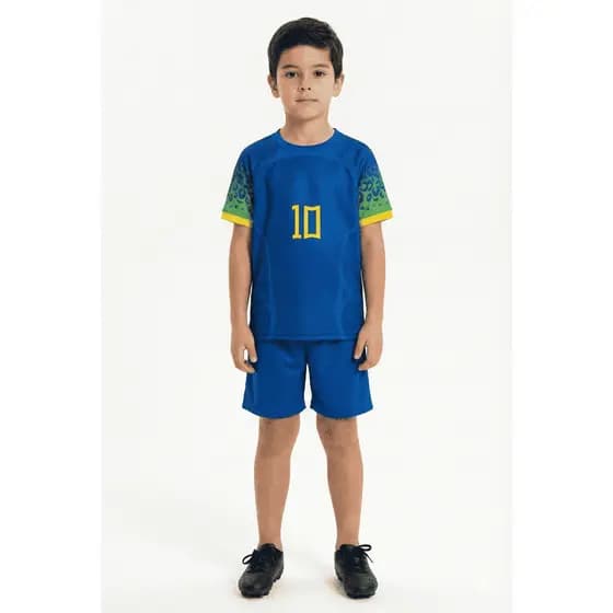 Camiseta e Shorts Infantil Uniforme Torcedor Brasileiro Unissex