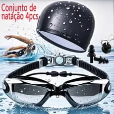 KIT Natação Óculos De Natação Com Estojo De Proteção Tampões Para Orelhas E Touca