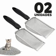 Pá Higiênica De Areia para Gatos Peneira Coletora Aço Inox