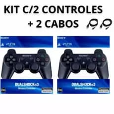 Controle Joystick Sem Fio Dualshock 3 Ps3 Preto Compatível + Cabo