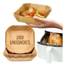 Kit Formas De AirFryer Assadeira Papel Descartável Sem Sujeira Quadrado Redondo Antiaderente Papel