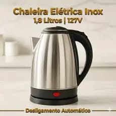 Chaleira Elétrica  Inox 1,8 Litros 127v Jarra Ferve Água Rápido, Desligamento Automático