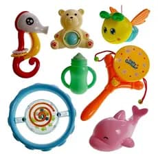 Kit 7 Chocalhos de Brinquedos Para Bebês Bichinhos
