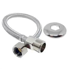 Engate Flexível 40cm ou 60cm Fêmea x Macho 1/2" em Aço Inox Trançado para Torneiras e Pias