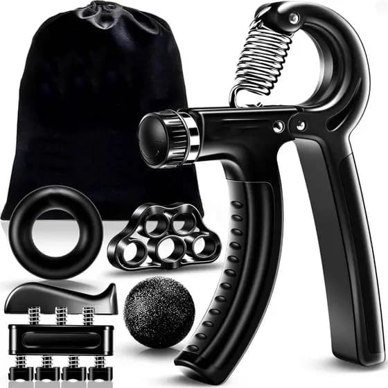 Kit Hand Grip Ajustável 5 a 60kg Fortalecedor Mão Punho Antebraço Fisioterapia Exercícios Preto