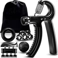 Kit Hand Grip Ajustável 5 a 60kg Fortalecedor Mão Punho Antebraço Fisioterapia Exercícios Preto