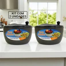 Kit 2 Centrífugas de Salada 4 Litros Fumê – Higiene e Praticidade na Cozinha
