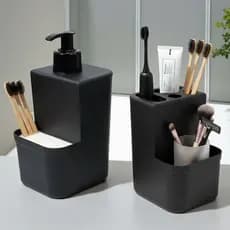 Kit Banheiro com Dispenser Sabonete Líquido + Porta Escova de Dente Prático e Moderno
