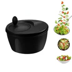Centrífuga de Salada Manual 4 Litros - Secador de Verduras e Legumes - Grande Capacidade - All Black