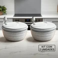 Kit 2 Centrífugas de Salada 4L Manual Secador de Verduras Legumes Folhas Cozinha